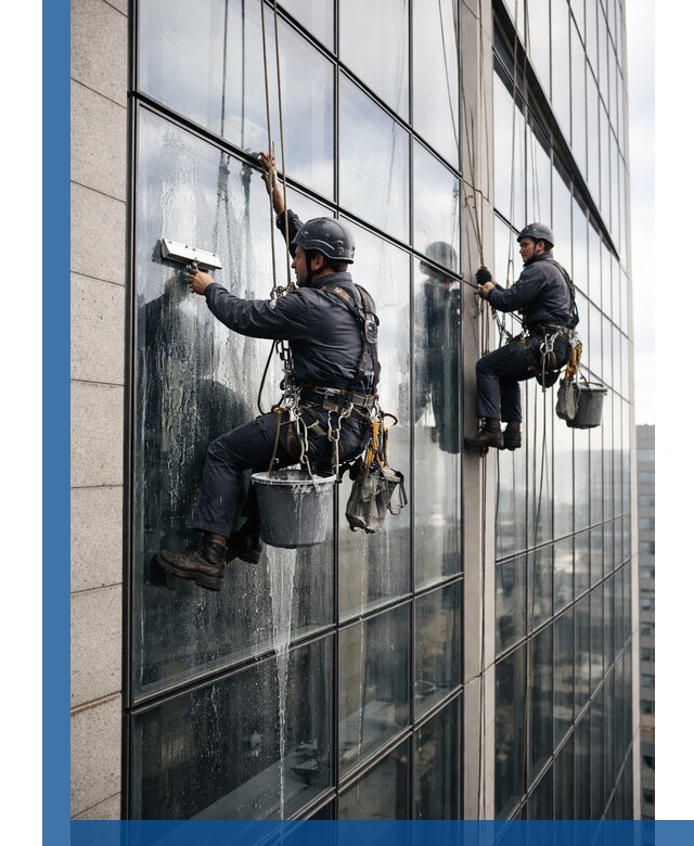 Профессиональная мойка стеклянных фасадов зданий в Выборге