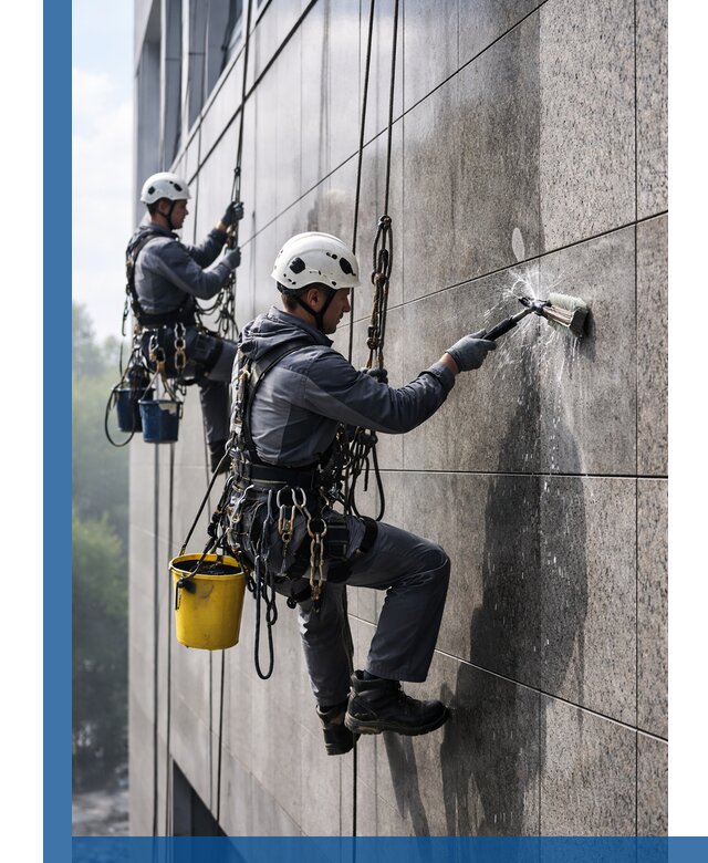 Профессиональная мойка фасада из керамогранита в Выборге