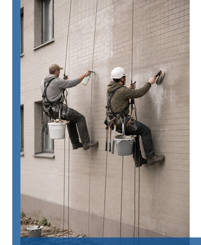 Удаление высолов с фасада зданий в Выборге без повреждений и следов
