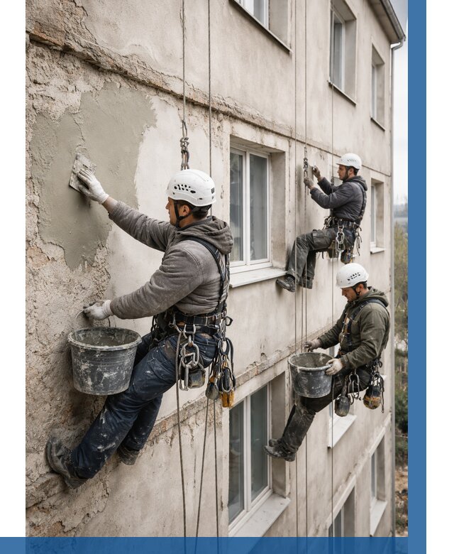 Ремонт штукатурного фасада в Выборге от 767 р. под ключ | ВЫСОТНИК-Вбр