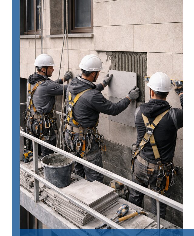 Ремонт облицовки фасада плиткой в Выборге с гарантией