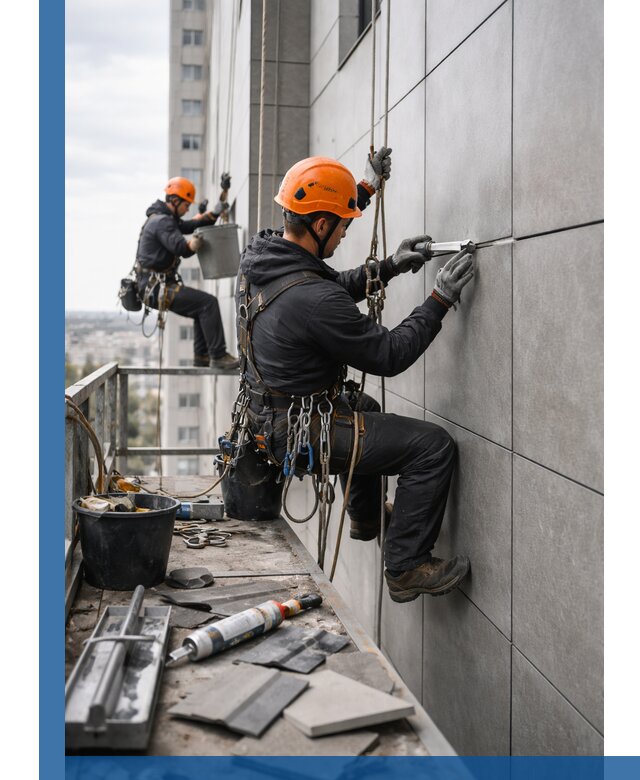 Профессиональный ремонт фасада из керамогранита в Выборге