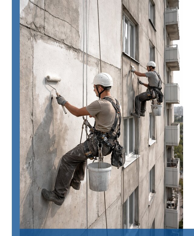 Покраска бетонного фасада в Выборге для жилых и промышленных объектов