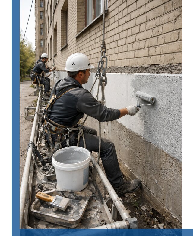 Окраска цоколя здания в Выборге профессионально и надежно
