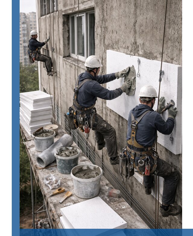 Утепление фасада пенополистиролом в Выборге под ключ