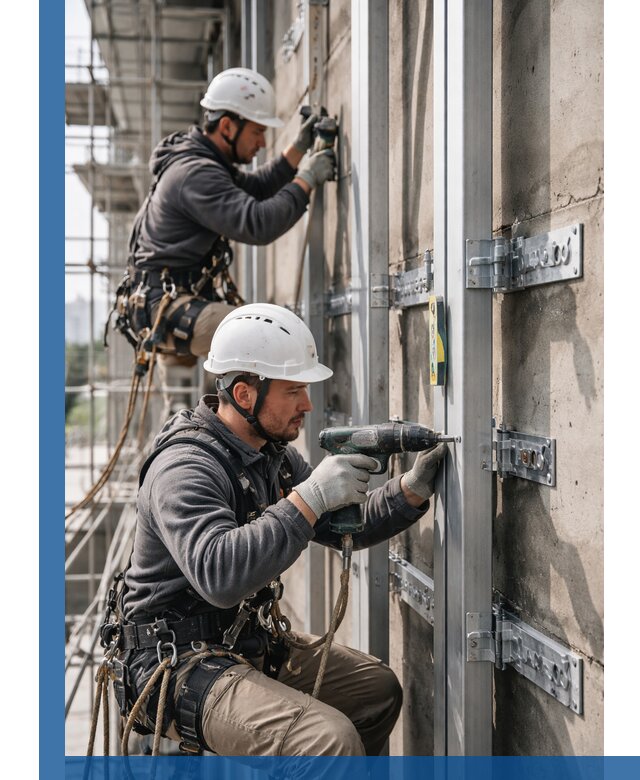 Монтаж и крепление подсистемы вентфасада в Выборге