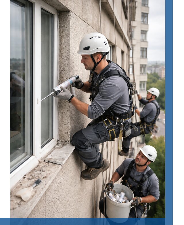 Герметизация оконных швов снаружи в Выборге от 1533 р. | ВЫСОТНИК-Вбр