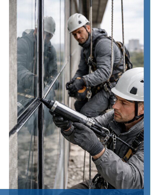 Герметизация витражных швов в Выборге от 664 р. | ВЫСОТНИК-Вбр