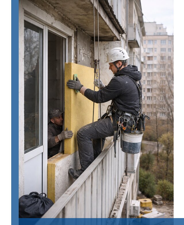 Профессиональное утепление балкона снаружи в Выборге под ключ