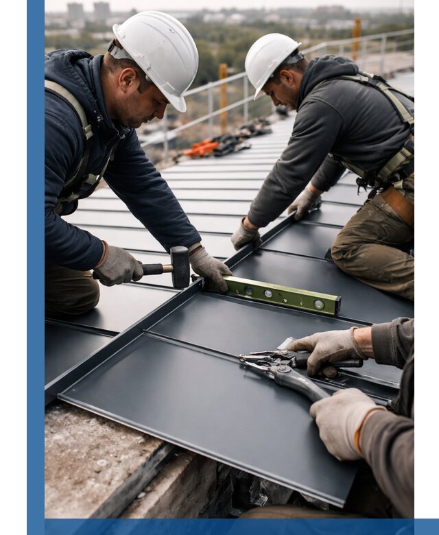 Монтаж фальцевой кровли в Выборге для промышленных зданий