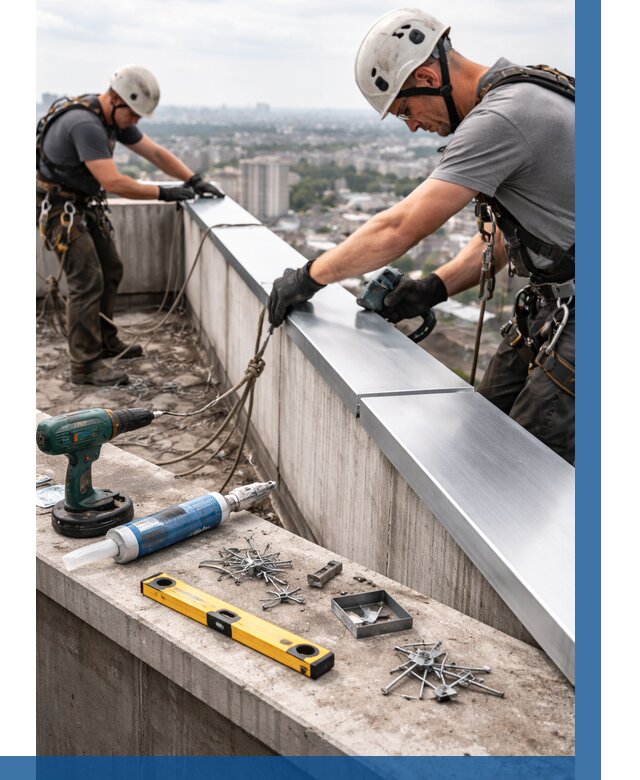 Монтаж парапетных крышек в Выборге от 818 р. | ВЫСОТНИК-Вбр