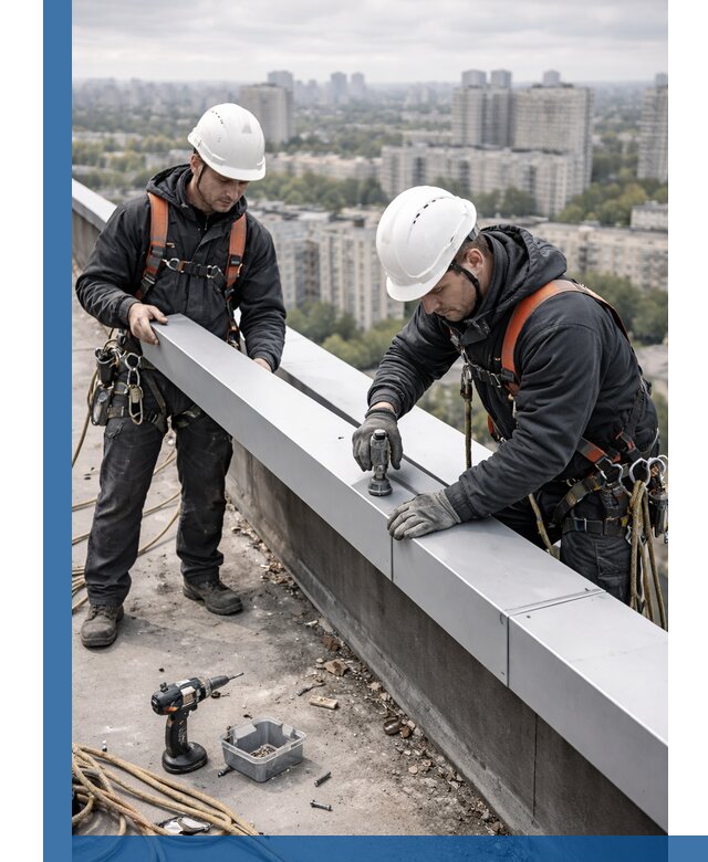 Монтаж парапетных крышек и ограждений кровли в Выборге