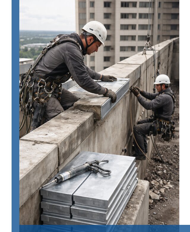 Замена парапетных крышек и установка новых в Выборге