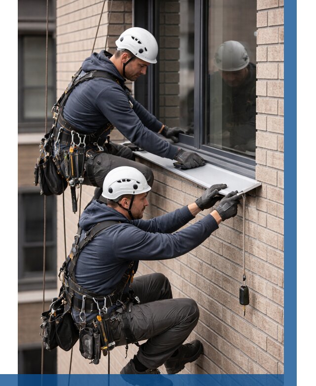 Монтаж оконных отливов под ключ в Выборге от 3577 р. | ВЫСОТНИК-Вбр