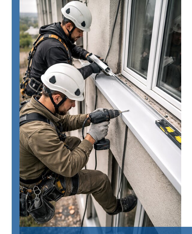 Профессиональный монтаж оконных отливов и отведения воды в Выборге