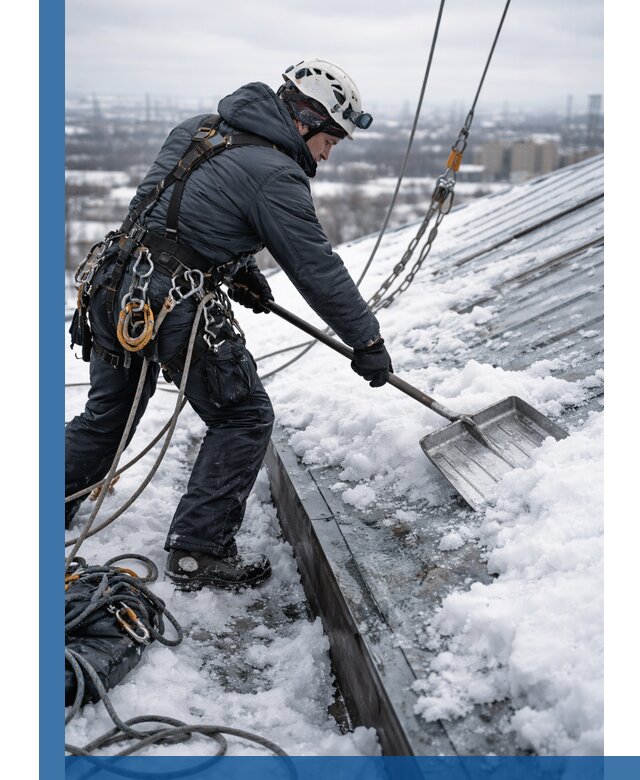 Профессиональная очистка кровли от снега и наледи в Выборге