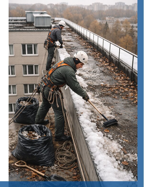 Очистка кровли по периметру в Выборге от 562 р. | ВЫСОТНИК-Вбр