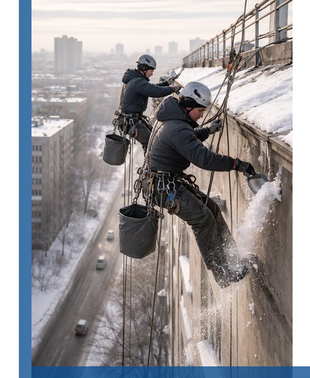 Очистка карнизов от снега в Выборге профессионально и безопасно