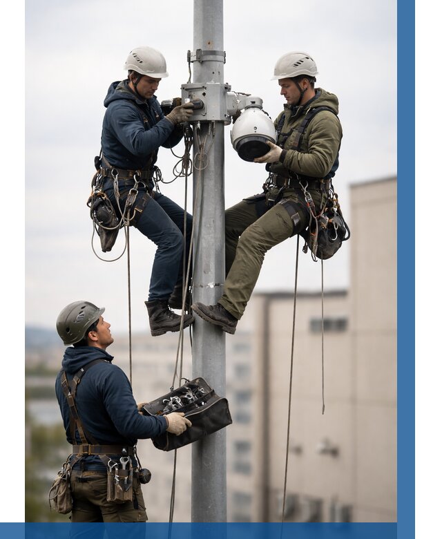 Установка видеокамер на мачте в Выборге от 8688 р. | ВЫСОТНИК-Вбр