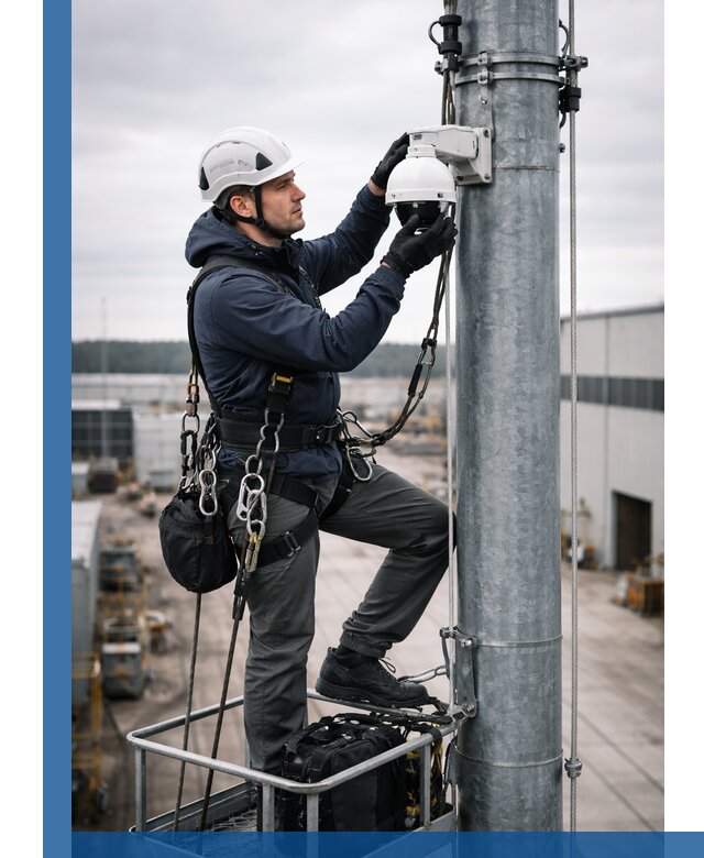 Профессиональная установка видеокамер на мачте в Выборге