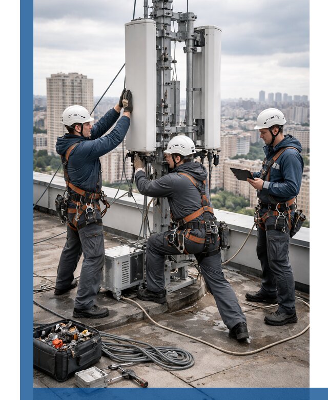 Монтаж антенн связи на крыше в Выборге с вводом в эксплуатацию