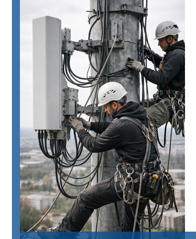 Монтаж оборудования связи на мачте в Выборге с пусконаладкой