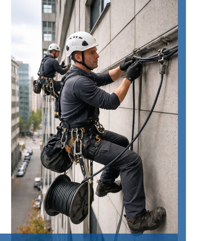 Прокладка кабеля по фасаду в Выборге от 358 р. | ВЫСОТНИК-Вбр