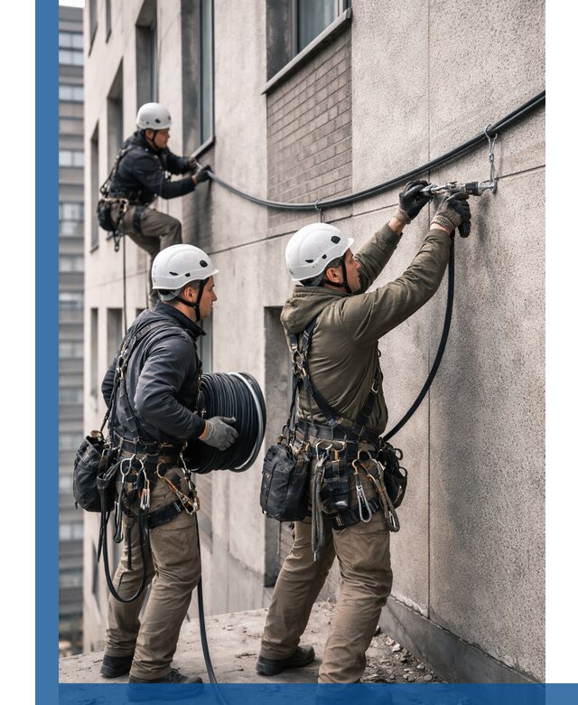 Прокладка кабеля по фасаду в Выборге, профессиональный монтаж