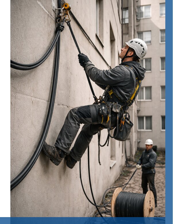 Протяжка кабеля питания на высоте в Выборге от 460 р. | ВЫСОТНИК-Вбр