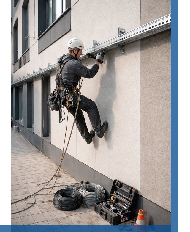 Монтаж кабельных лотков на фасаде в Выборге от 1227 р. | ВЫСОТНИК-Вбр