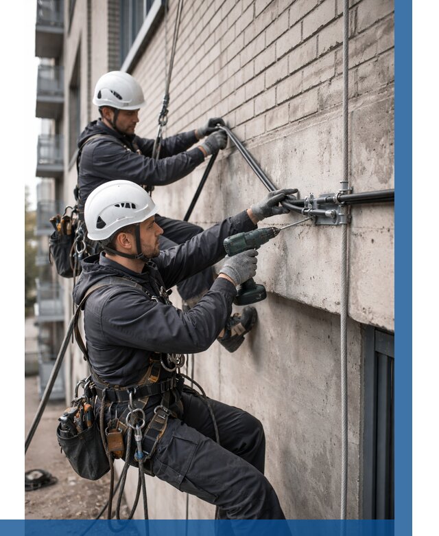 Крепление кабеля на фасаде в Выборге от 358 р. | ВЫСОТНИК-Вбр