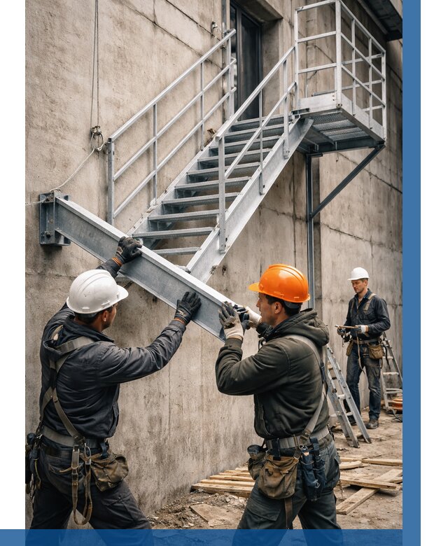 Монтаж металлических лестниц в Выборге от 15332 р. | ВЫСОТНИК-Вбр