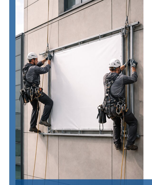 Монтаж наружной рекламной вывески в Выборге под ключ