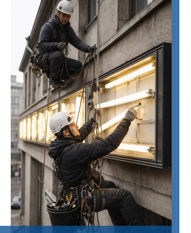 Замена ламп в вывеске в Выборге под ключ от 3577 р. | ВЫСОТНИК-Вбр