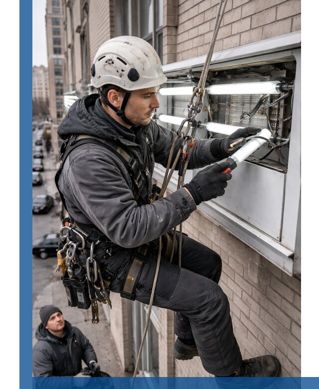 Профессиональная замена ламп в наружной вывеске в Выборге