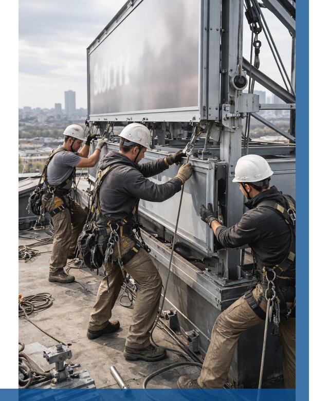 Монтаж крышной рекламной конструкции в Выборге от 61326 р.|ВЫСОТНИК-Вбр