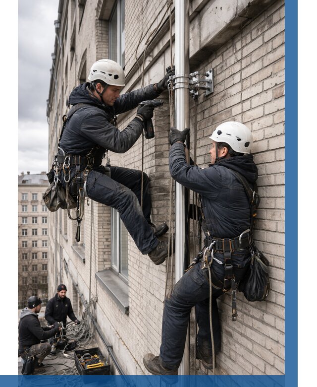 Монтаж флагштока на здании в Выборге от 6644 р. | ВЫСОТНИК-Вбр