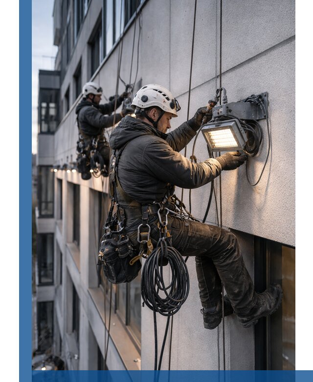 Монтаж фасадного освещения в Выборге установка и подключение