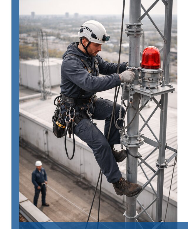 Монтаж заградительных огней и обслуживание объектов в Выборге
