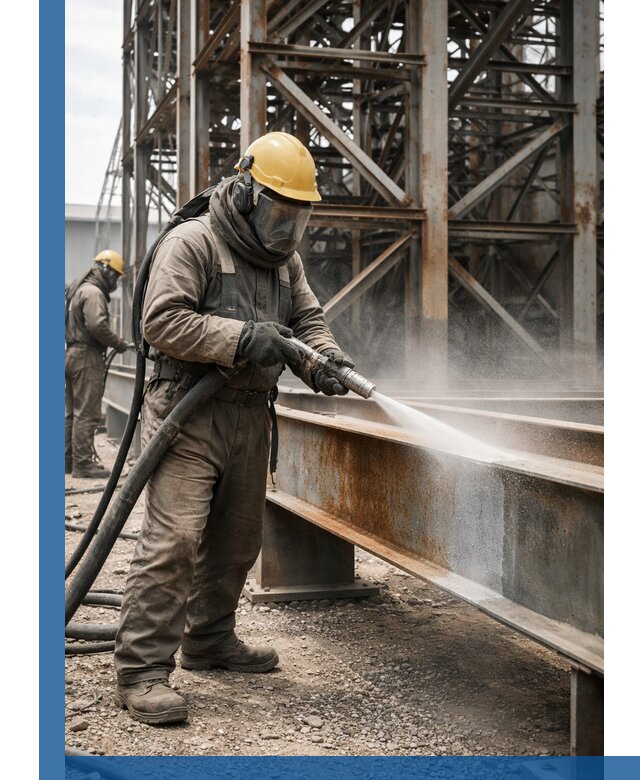 Пескоструйная очистка металлоконструкций в Выборге промышленная