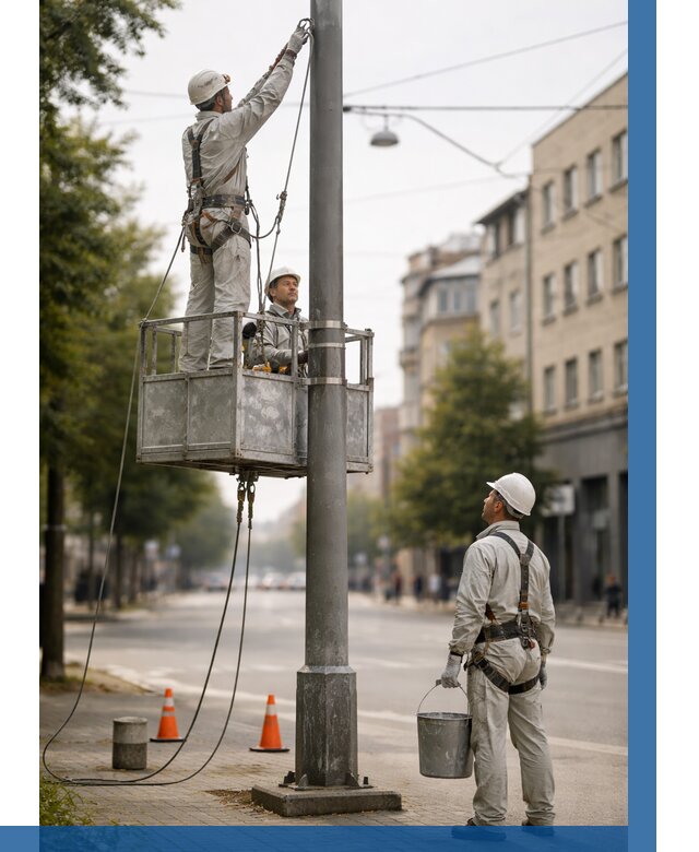 Покраска опор освещения в Выборге от 5111 р. | ВЫСОТНИК-Вбр