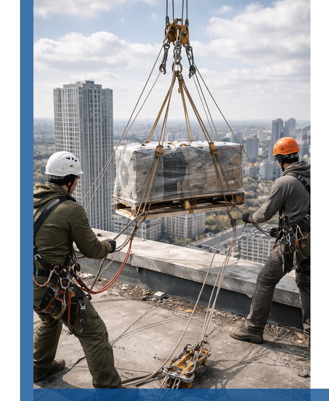 Подъем и монтаж крупногабаритных грузов на крышу в Выборге