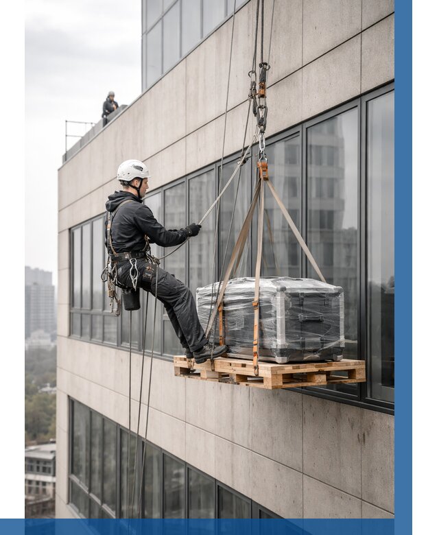 Спуск груза по фасаду в Выборге от 3577 р. | ВЫСОТНИК-Вбр