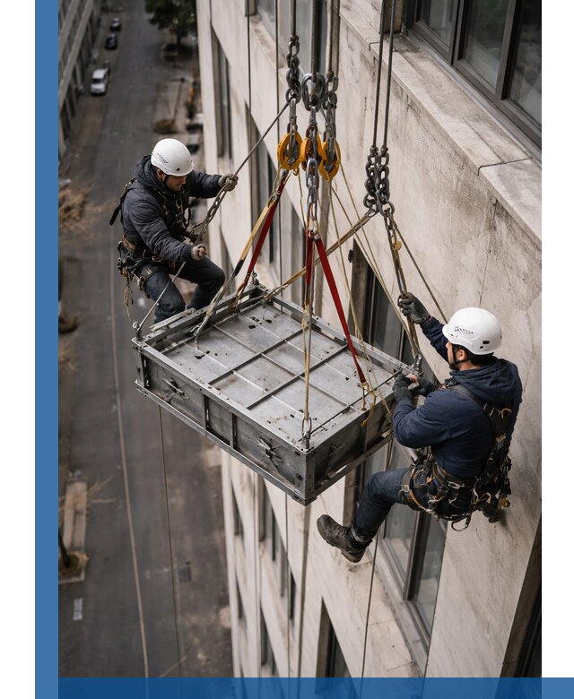 Спуск и подъем грузов по фасаду в Выборге для зданий