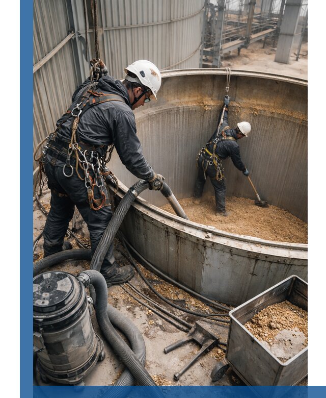 Профессиональная чистка зерновых бункеров в Выборге с выездом