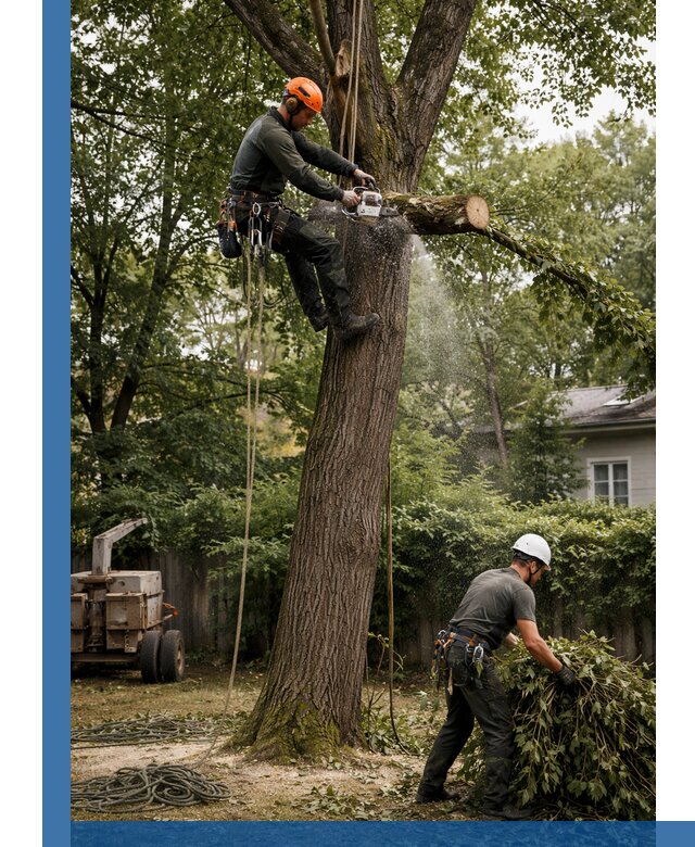 Кронирование деревьев в Выборге, безопасная высотная обрезка