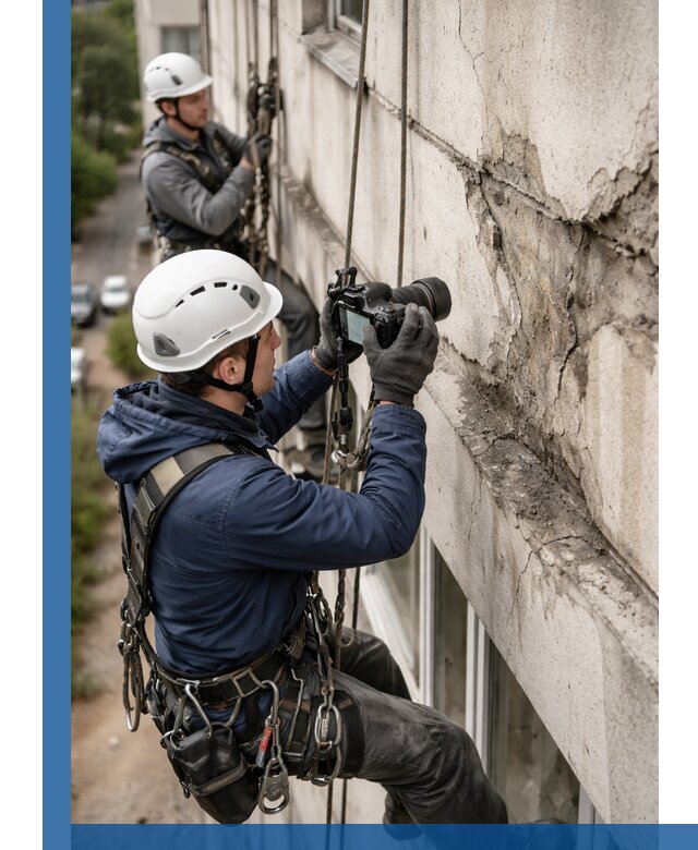 Фотофиксация дефектов фасада с высотной съемкой в Выборге