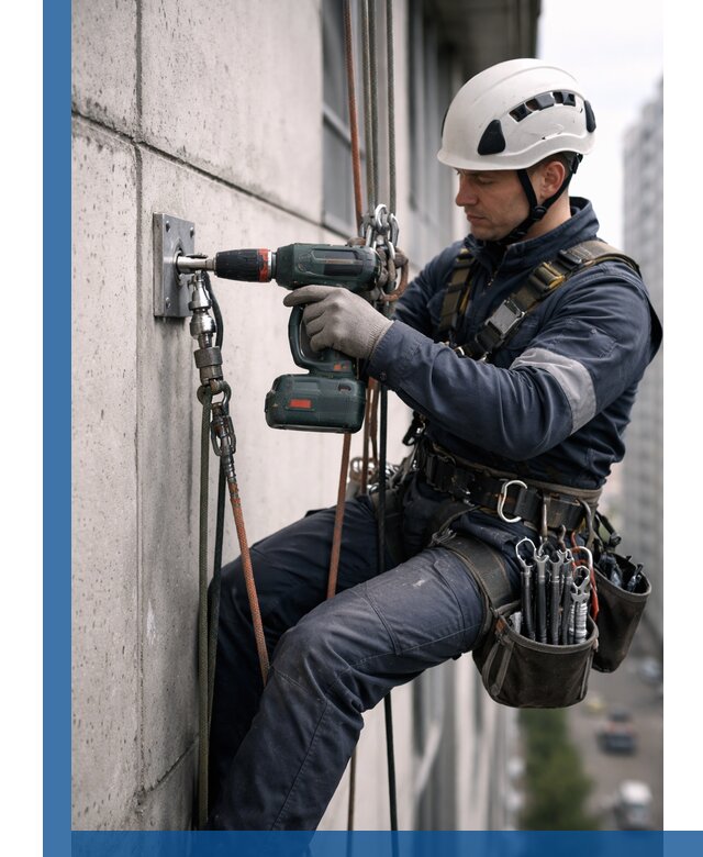 Установка анкерных точек для высотных работ в Выборге