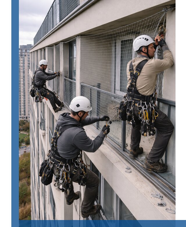 Профессиональный монтаж защитной сетки от птиц в Выборге